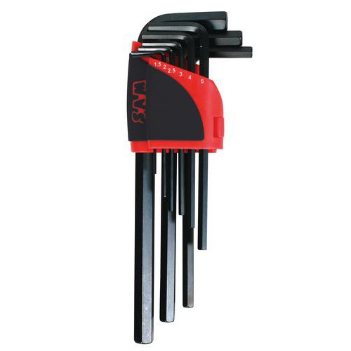 Inbussleutel lang 6-kant in houder 9 delig 1/4 - 5/16 inch Inbussleutel lang 6-kant in houder 9 delig 1/4 - 5/16 inch