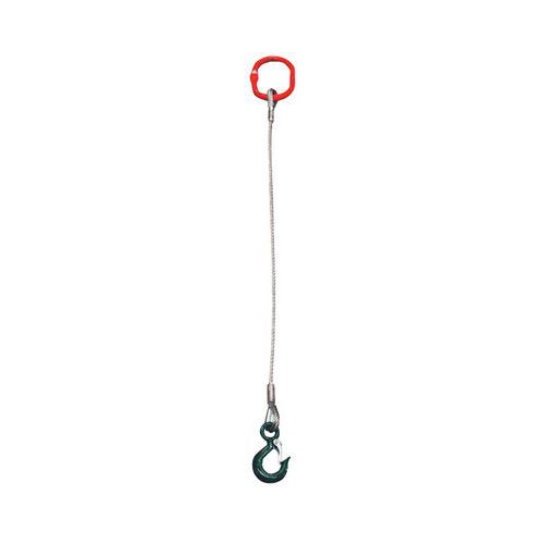 Élingue en câble d'acier à 1 brin - 1 maille simple + crochet oeil à linguet - Force 250 kg à 7200 kg