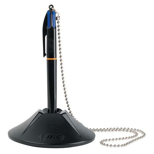 Stylo bille 4 couleurs bleues rétractable Bic sur socle Stylo bille 4 couleurs bleues rétractable Bic sur socle