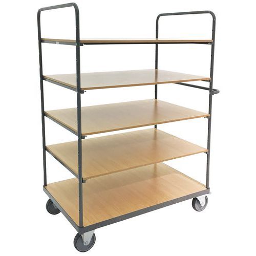 Plateauwagen met 5 houten plateaus - Draagvermogen 500 kg - Manutan Plateauwagen met 5 houten plateaus - Draagvermogen 500 kg - Manutan