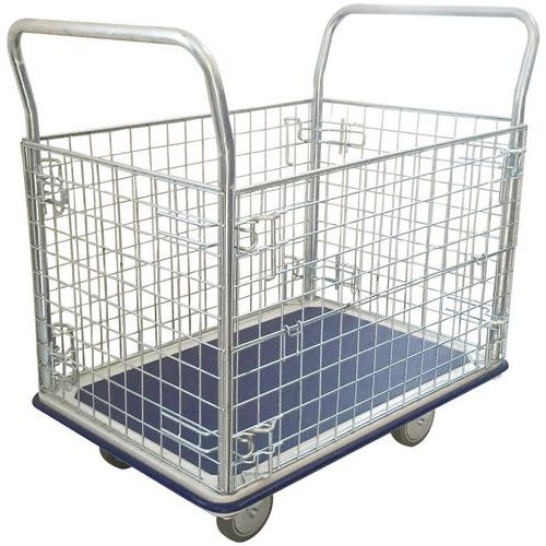 Wagen met gaaswanden - draagvermogen 300 kg - Manutan Wagen met gaaswanden - draagvermogen 300 kg - Manutan