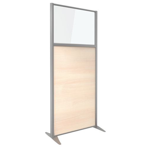 Scheidingswand KP+ - Melamine met glas - Hoogte 180 cm