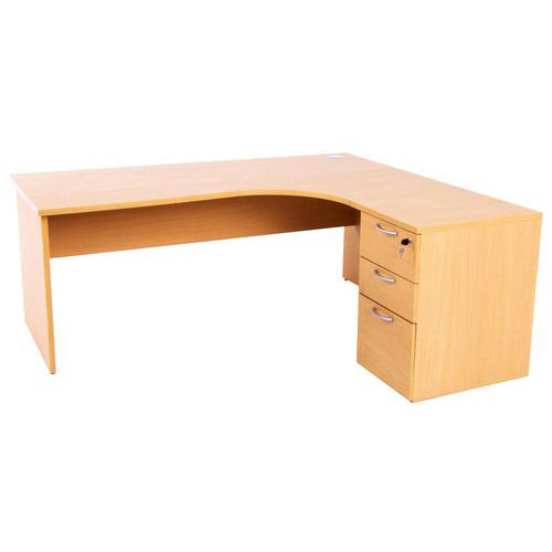 Bureau compact caisson - Piétement panneau - Hêtre - Manutan Expert
