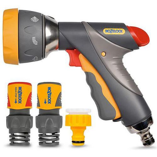 Set sproeipistool Multi Spray Pro + koppelingen Plus ø 19 mm - Hozelock Set sproeipistool Multi Spray Pro + koppelingen Plus ø 19 mm - Hozelock