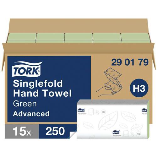 Handdoek groen Tork Advanced H3 - ZZ-vouw Handdoek groen Tork Advanced H3 - ZZ-vouw