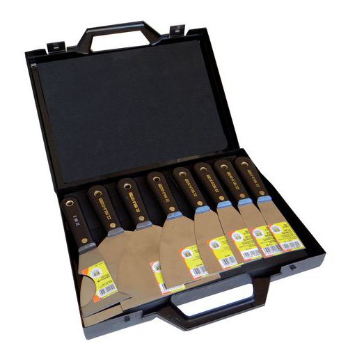 Koffertje 7 plamuurmessen + 1 multifunctioneel mes - Mondelin Koffertje 7 plamuurmessen + 1 multifunctioneel mes - Mondelin