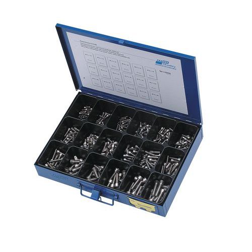 Assortimentsdoos met cilindervormige schroeven binnenzeskant - 355 stuks Assortimentsdoos met cilindervormige schroeven binnenzeskant - 355 stuks