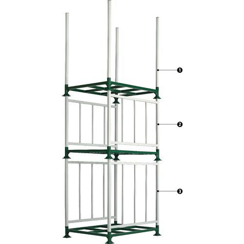 1 - Set van 4 stijlen hoogte 1200 mm 2 - Set van 2 zijpanelen 900 mm 3 - Set van 2 zijpanelen hoogte 1200 mm stapelbaar 3/1 1 - Set van 4 stijlen hoogte 1200 mm 2 - Set van 2 zijpanelen 900 mm 3 - Set van 2 zijpanelen hoogte 1200 mm stapelbaar 3/1