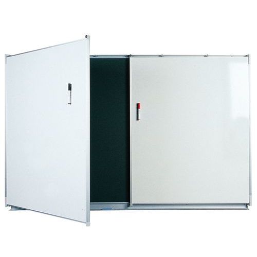 Schoolbord met meerdere schrijfvlakken - Groen krijtbord en whiteboard Schoolbord met meerdere schrijfvlakken - Groen krijtbord en whiteboard