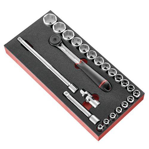 Schuimmodule voor 1/2 metrische zeskant doppen - MODM. S161-36 Schuimmodule voor 1/2 metrische zeskant doppen - MODM. S161-36
