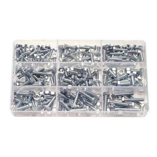 Assortimentsdoos zeskanttapbouten met volledige schroefdraad en zeskantmoeren - 320 stuks Assortimentsdoos zeskanttapbouten met volledige schroefdraad en zeskantmoeren - 320 stuks