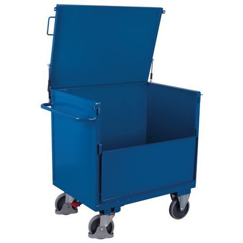 Chariot caisse acier ergonomique - 1 paroi 1/2 rabattable -Capacité 500 kg