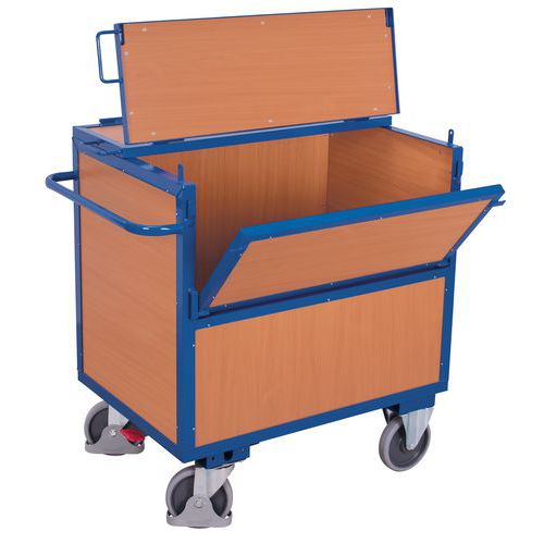 Ergonomische wagen met kist hout - 1 wand 1/2 neerklapbaar - Draagvermogen 500 kg Ergonomische wagen met kist hout - 1 wand 1/2 neerklapbaar - Draagvermogen 500 kg
