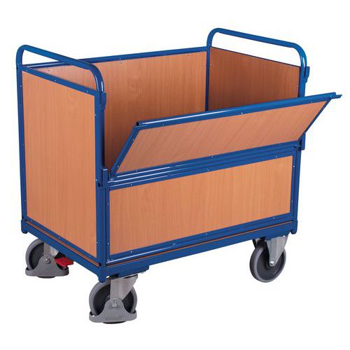 Ergonomische houten wagen zonder deksel - 1 wand 1/2 neerklapbaar - 500 kg Ergonomische houten wagen zonder deksel - 1 wand 1/2 neerklapbaar - 500 kg