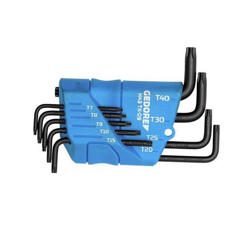 Set 9 Torx mannelijke sleutels op rek H43 T7-T40 - Gedore Set 9 Torx mannelijke sleutels op rek H43 T7-T40 - Gedore