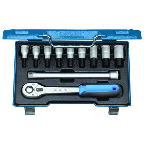 Coffret douilles tournevis 1/2 11 pièces 6 pans IN19Q - Gedore Coffret douilles tournevis 1/2 11 pièces 6 pans IN19Q - Gedore