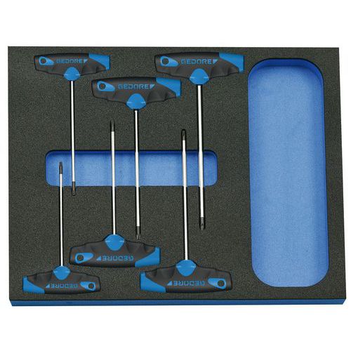 Jeu tournevis en T 6 pans en module 1/2 2005CT2-2442TX - Gedore