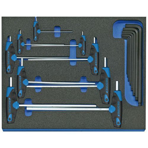 Jeu tournevis en T 6 pans en module 1/2 2005CT2-DT2142 - Gedore Jeu tournevis en T 6 pans en module 1/2 2005CT2-DT2142 - Gedore