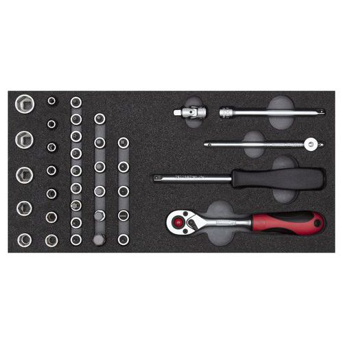 Dopsleutelset 1/4 in 1/3 module 37 delig R22150006 - GedoreRed Dopsleutelset 1/4 in 1/3 module 37 delig R22150006 - GedoreRed