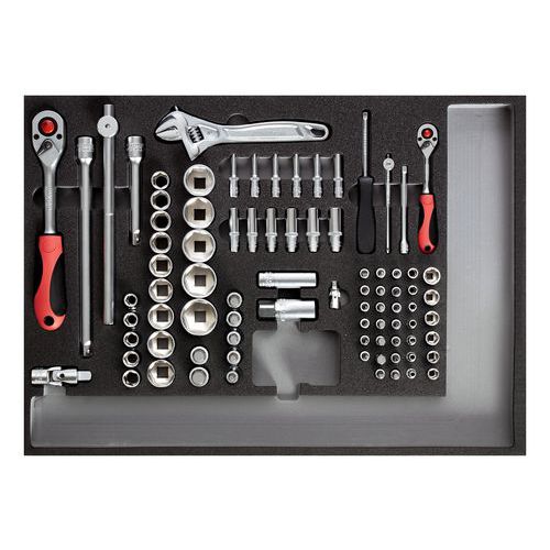 Dopsleutelset 1/4 1/2 in module 84 delig R22350000 - GedoreRed Dopsleutelset 1/4 1/2 in module 84 delig R22350000 - GedoreRed