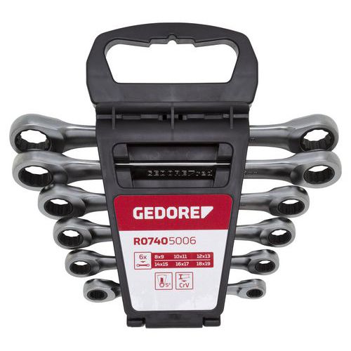 Ringratelsleutelset recht vorm metrisch 6-delig R07405006 - GedoreRed Ringratelsleutelset recht vorm metrisch 6-delig R07405006 - GedoreRed