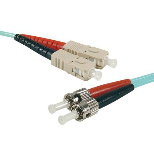 Draadbrug Duplex 2,0 mm OM3 ST-UPC/SC-UPC aqua - 1 mtr. Draadbrug Duplex 2,0 mm OM3 ST-UPC/SC-UPC aqua - 1 mtr.