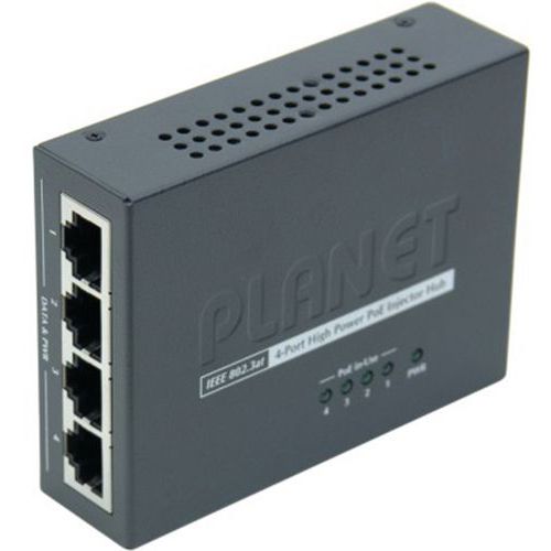 Planet HPOE-460 mini injector 4 poorten POE 802.3at 120W Planet HPOE-460 mini injector 4 poorten POE 802.3at 120W