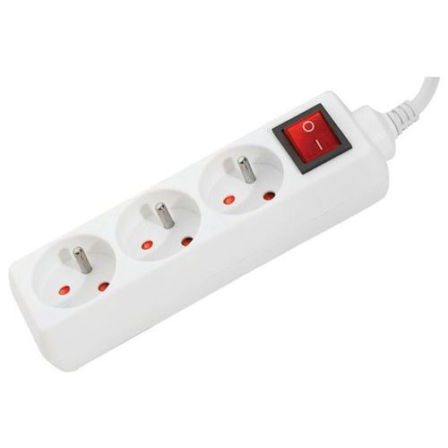 Multiprise blanche 3 prises avec interrupteur - 1,5 m - Dexlan Multiprise blanche 3 prises avec interrupteur - 1,5 m - Dexlan