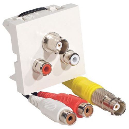 Plaatadapter BNC + 2 RCA geluid - 0,20 M Plaatadapter BNC + 2 RCA geluid - 0,20 M