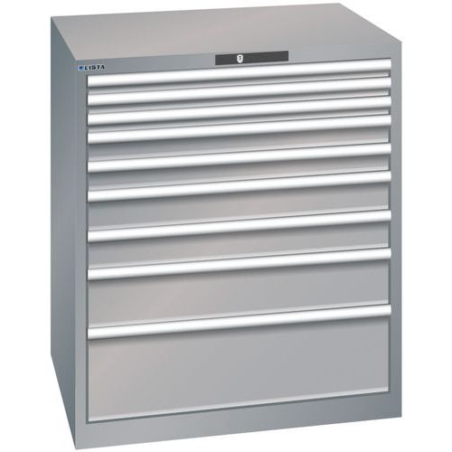 Ladekast 45x36E (bxdxh) 870x725x1000 mm, Max. belasting: 75 kg, Totale hoogte: 1000 mm, Aantal laden: 9