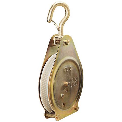 Poulie pour corde Ø 26 mm avec arret automatique - Force 100 kg Poulie pour corde Ø 26 mm avec arret automatique - Force 100 kg