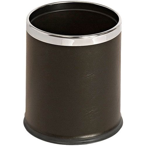 Ronde dubbelwandige papierbak lederlook 10 ltr - V-Part Ronde dubbelwandige papierbak lederlook 10 ltr - V-Part