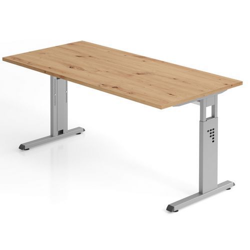 Bureau chêne noueux 160cm piètement alu - Gamme Minos Bureau chêne noueux 160cm piètement alu - Gamme Minos