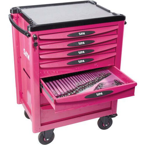 Servante 40 - 7 tiroirs - magenta - plateau aluminium - Sam SAM Servante 40 - 7 tiroirs - magenta - plateau aluminium - Sam SAM