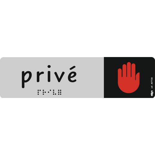 Braillebord met pictogram 45 x 170 mm - Privé Braillebord met pictogram 45 x 170 mm - Privé