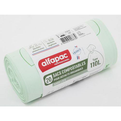 Composteerbare afvalzak voor organisch afval - 110 l - Alfapac Composteerbare afvalzak voor organisch afval - 110 l - Alfapac