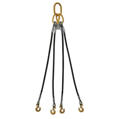 Élingue câble acier 4 brins (N4) - Force 700 kg à 7400 kg