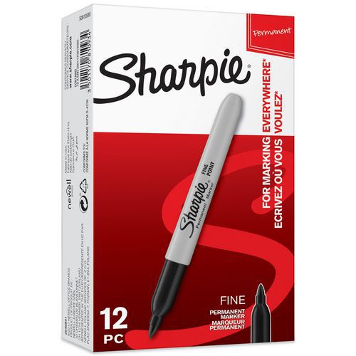Set van 12 permanente markeerstiften fijne punt - Diverse kleuren - Sharpie® Set van 12 permanente markeerstiften fijne punt - Diverse kleuren - Sharpie®