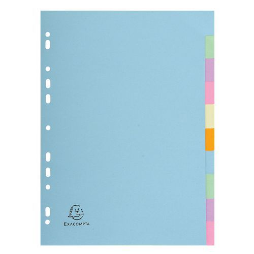 Intercalaires carte pastel 180g forever 10 positions A4 Intercalaires carte pastel 180g forever 10 positions A4