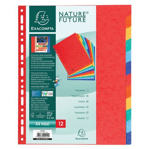 Tabblad 25 st glanskarton 225g 12 tabs A4 maxi Exacompta Tabblad 25 st glanskarton 225g 12 tabs A4 maxi Exacompta