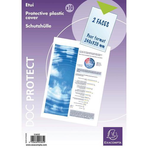 Sachet 10 étuis de protection simples pvc lisse A4 maxi - Exacompta Sachet 10 étuis de protection simples pvc lisse A4 maxi - Exacompta