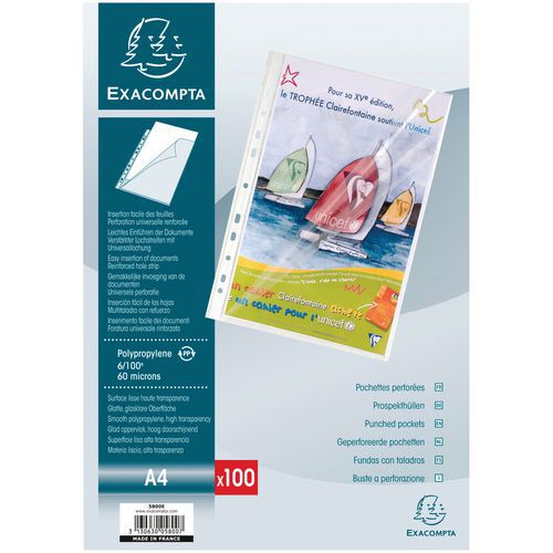 Etui carton de 100 pochettes ouverture haut-côté format A4 Etui carton de 100 pochettes ouverture haut-côté format A4