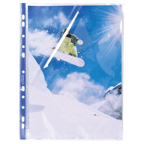 Sachet de 10 pochettes perforées stop doc ouverture coin A4 Sachet de 10 pochettes perforées stop doc ouverture coin A4