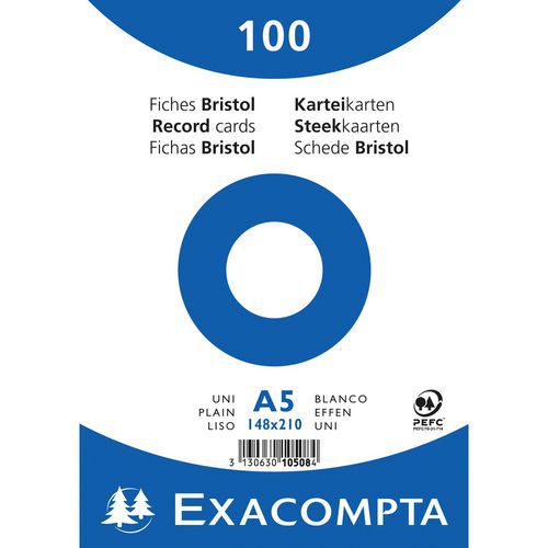 Steekkaart bristol effen niet geperforeerd 148x210mm Exacompta