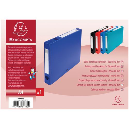 Archiefdoos Drukknop Ondoorzichtig Pp 7/10de Rug 40mm A4 - Exacompta