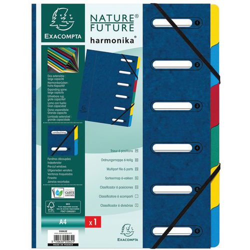 Sorteermap Harmonika® Elastiek Glanskarton 6 Vaks Exacompta