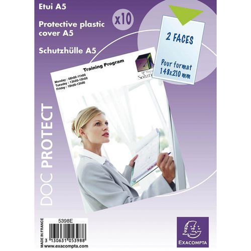 Beschermhoes 10 st. enkel pvc 20/100ste A5 Exacompta Beschermhoes 10 st. enkel pvc 20/100ste A5 Exacompta