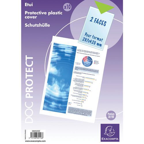Sachet de 10 étuis de protection simples pvc de qualité A3 Sachet de 10 étuis de protection simples pvc de qualité A3