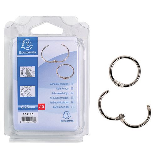 Blister de 10 anneaux articulés - diamètre 25mm Blister de 10 anneaux articulés - diamètre 25mm