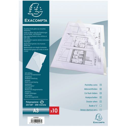 Insteekhoes 10 st. L map glad 20/100 A3 vertical Exacompta Insteekhoes 10 st. L map glad 20/100 A3 vertical Exacompta